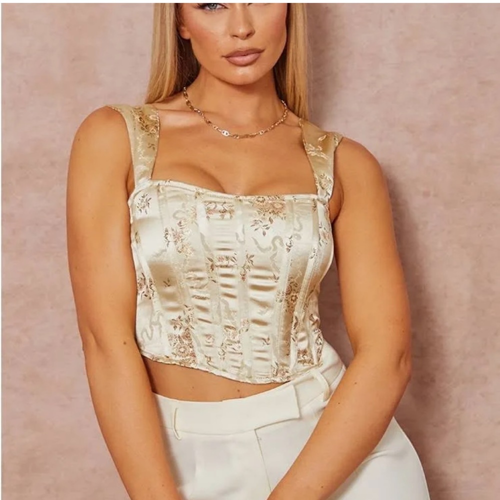 Pretty Little Thing Gold Corset Top